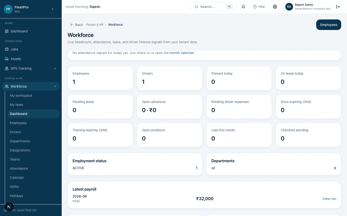 TransitMesh People and Workforce dashboard