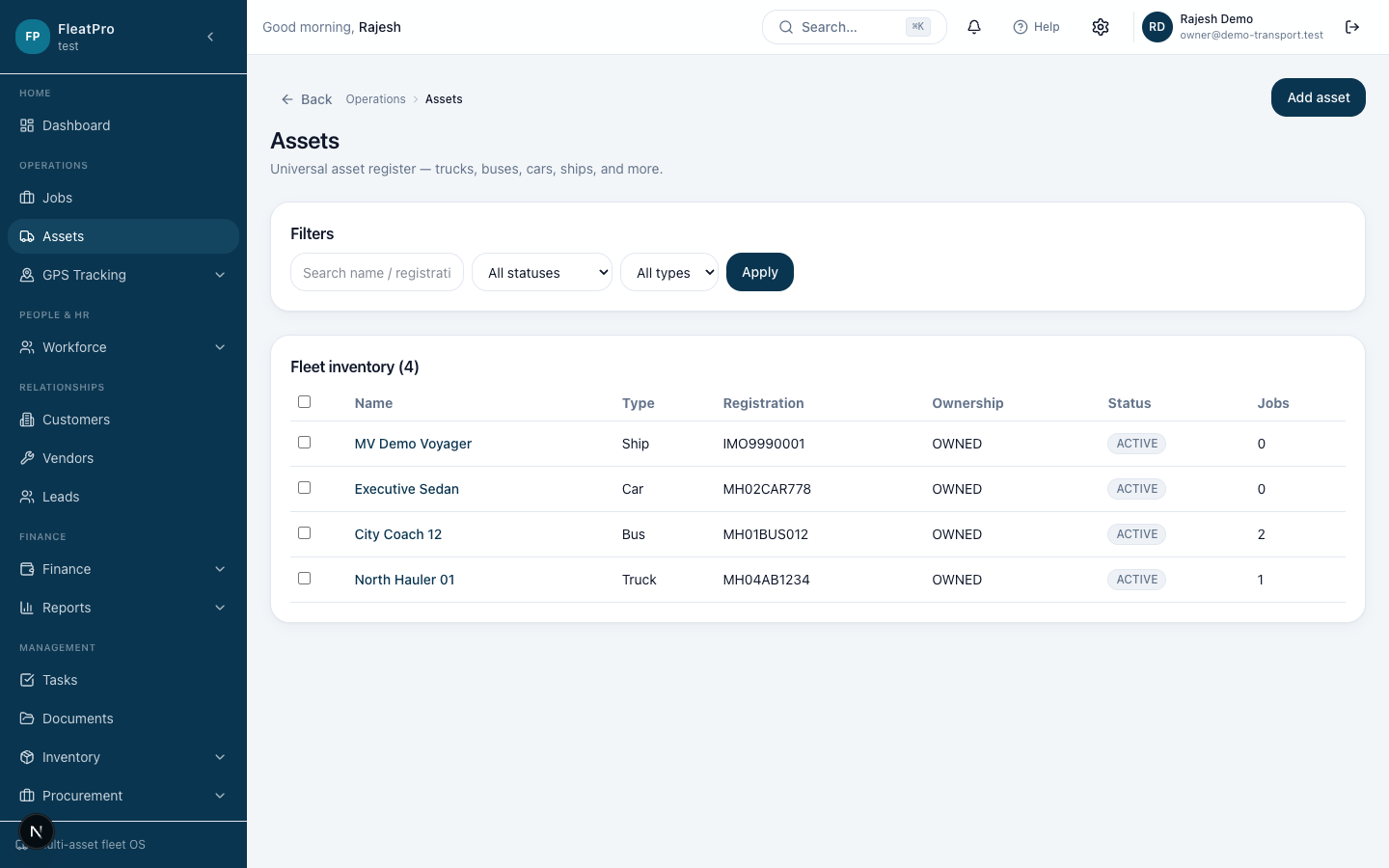 TransitMesh — Fleet & Assets